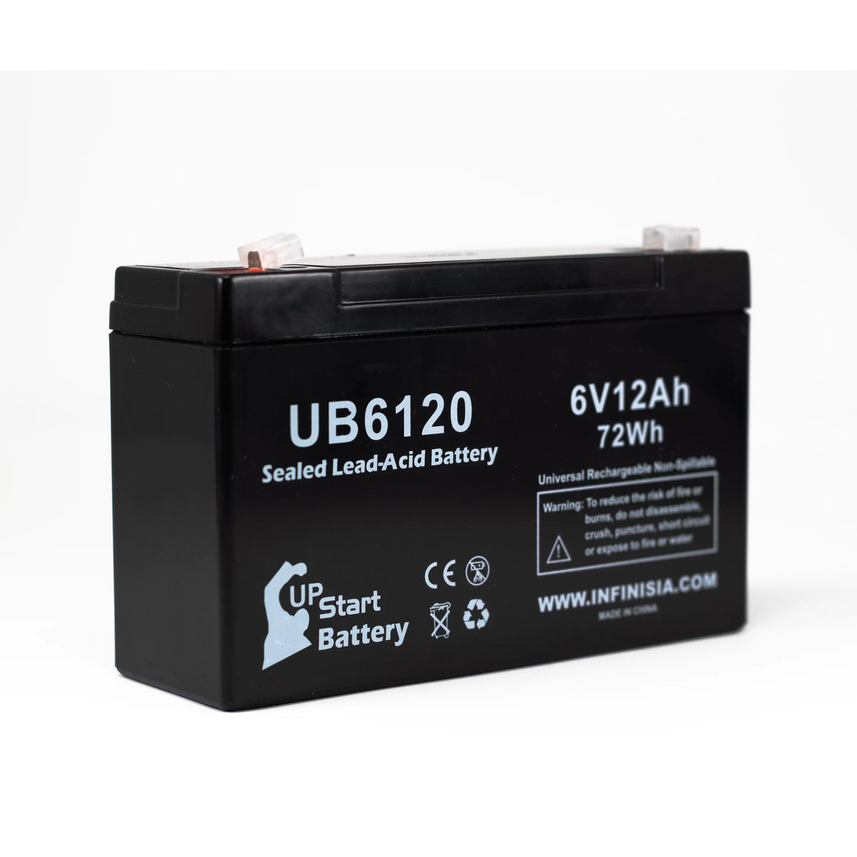 6V 12Ah Sealed Lead Acid Battery with F1 to F2 Terminal Adapters M43434