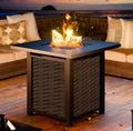 28 Inch 50,000 BTU Square Propane Fire Pit Table with Lava Rocks and Lid K369179