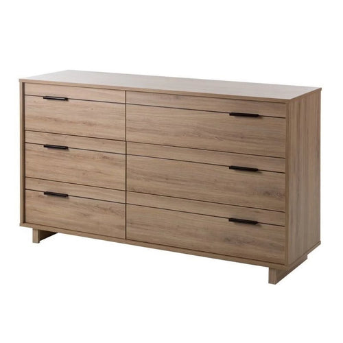 2 Piece 6 Drawer Dresser and 2 Drawer Nightstand Set Rustic Oak Q21260