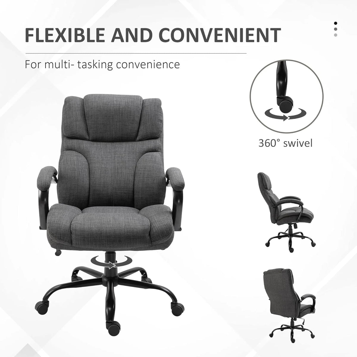 Dark Grey Big And Tall Ergonomic Office Chair D1786