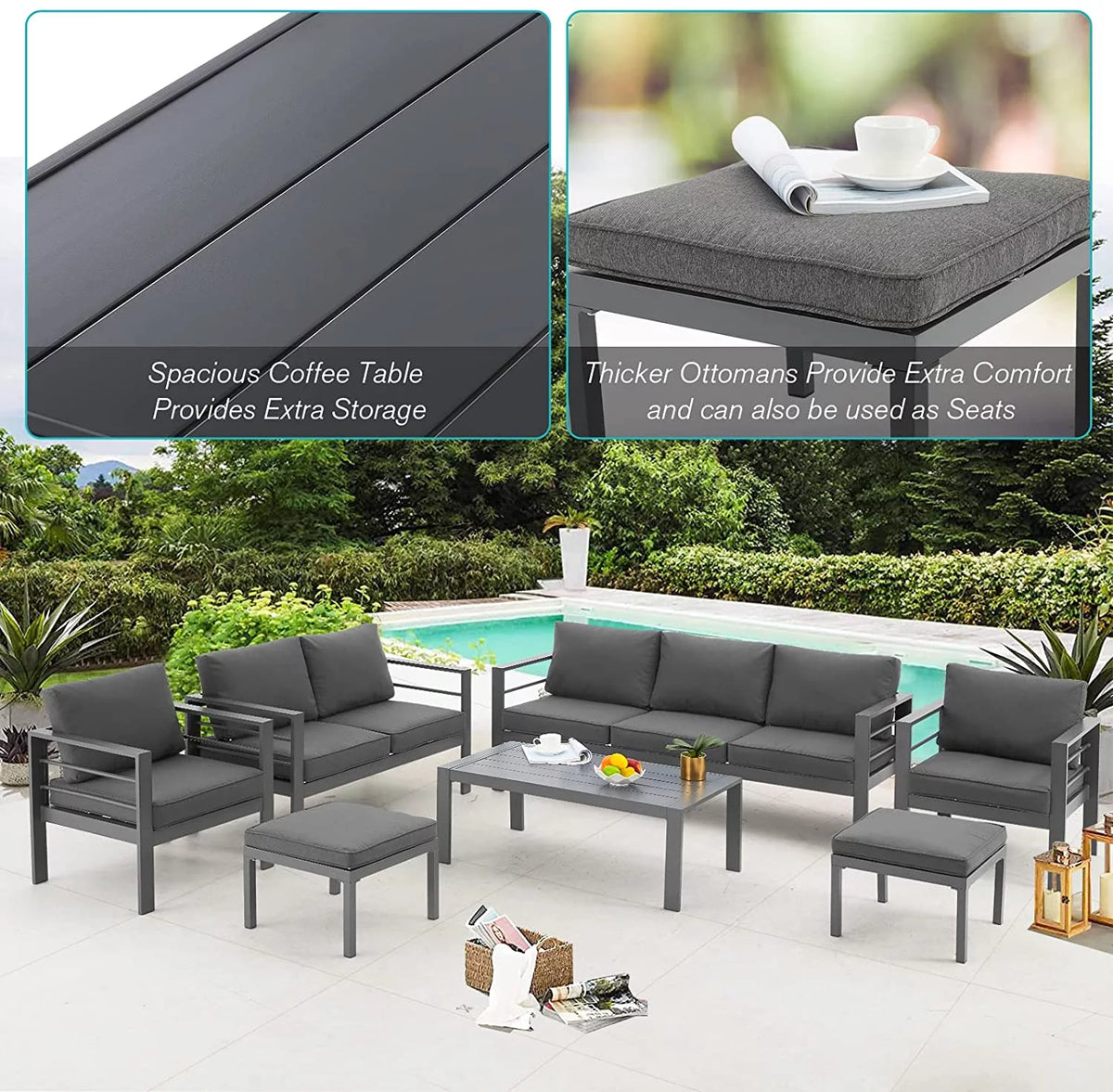 7 Pieces Aluminum Sectional Sofa M89225