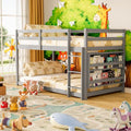 Twin Over Twin Wooden Bunk Bed with Ladder and Guardrails B3967