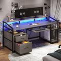 63" Gray Computer Desk with Lock Drawers W2894