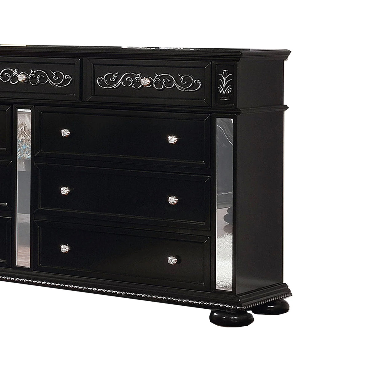 Black 9 Drawer Wooden Dresser with Mirror C771554