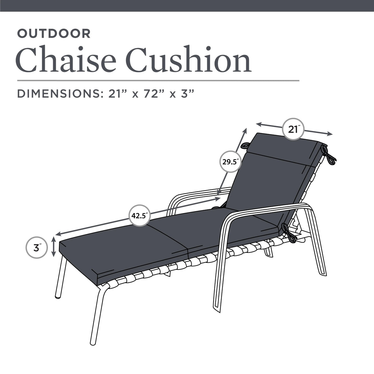 Black Tropical Rectangle Chaise Lounge Cushion G6664