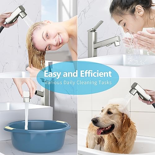 Matte Black Single Handle Vessel Sink Faucet with Pull Out Sprayer R165
